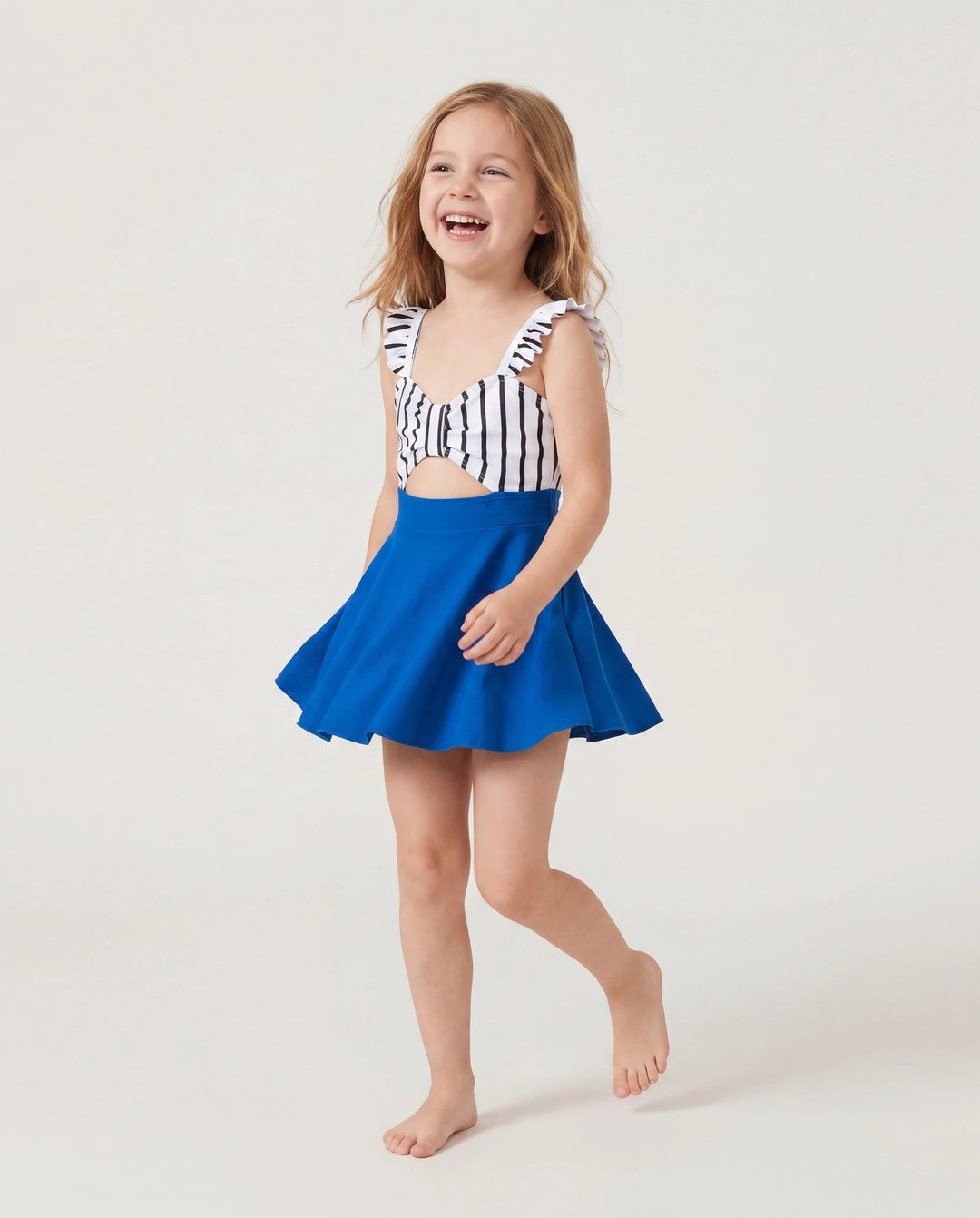 Passender Familien-Badeanzug Colorblock-Badehose mit Kordelzug oder gestreifter blauer gespleißter Tankini mit Kreuz vorne, Binderücken und dünnen Trägern Farbblock