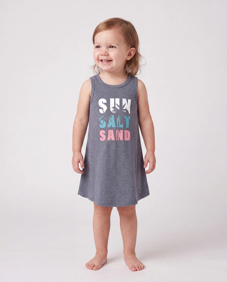 Family Matching Letter Print ärmelloses Tanktop oder Tankkleid Set grau