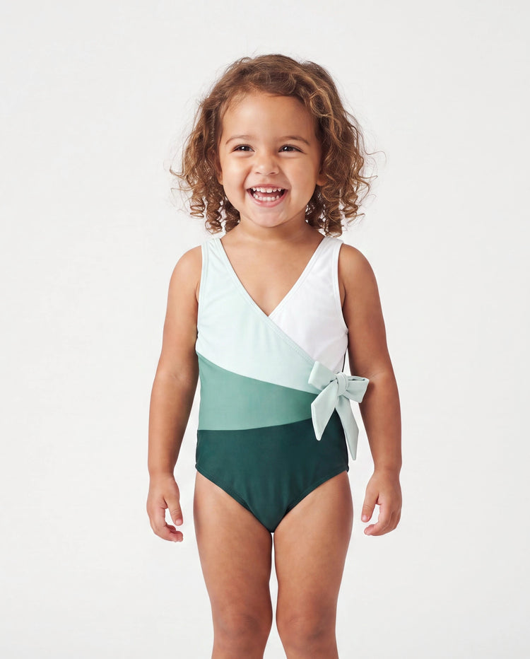 Mommy & me Colorblock Wrap Side V-Neck Swimsuit MultiColour