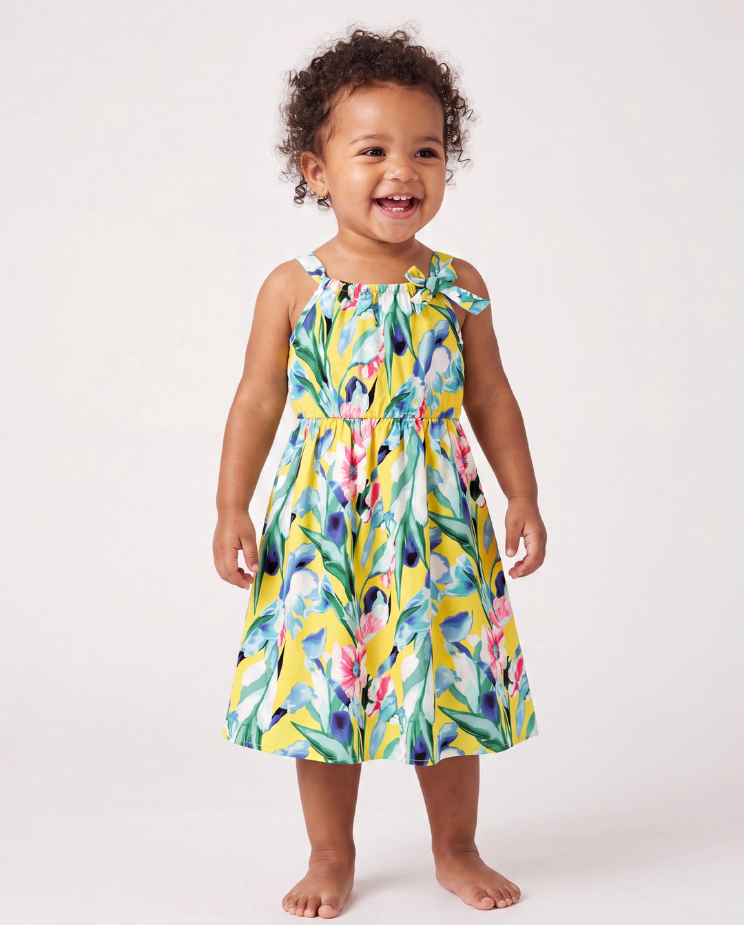 Mommy and Me Casual Outfits Floral Print Camisole Top and Wide-leg Pants Set for Mom Strappy Dress for girl, Bodysuit for Baby Girl Yellow