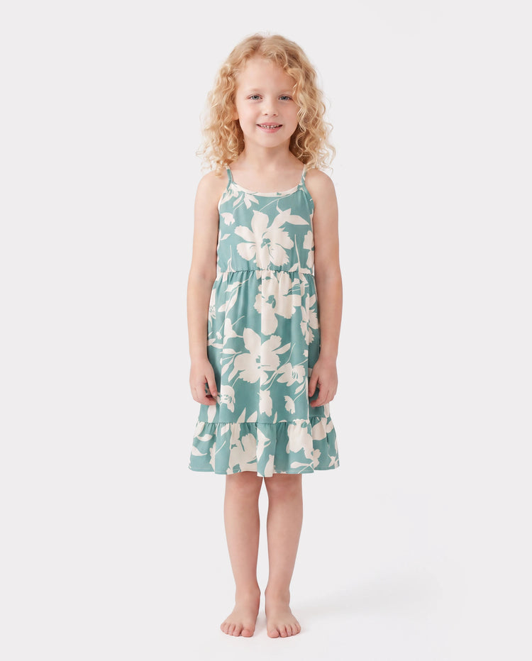 Daddy & Daughter Leaf Print Green Short-sleeve Shirt or Sling Shirred Dress Set Green