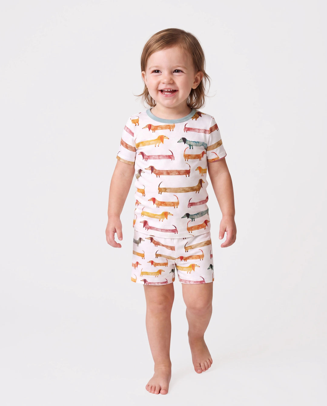 Bamboo Family Pajamas Cute Doggy Patterned Short-sleeve Matching Pajamas Set ( Snug-Fitting for Children ) Multi-color