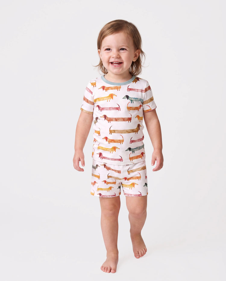 Bamboo Family Pajamas Cute Doggy Patterned Short-sleeve Matching Pajamas Set ( Snug-Fitting for Children ) Multi-color