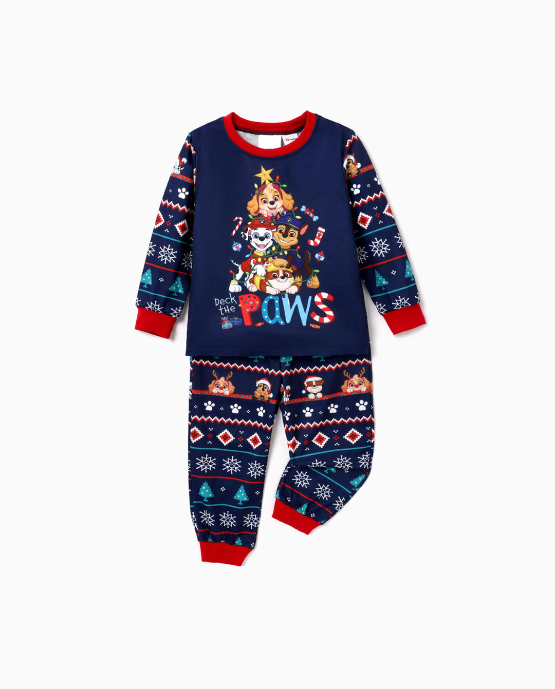 PAW Patrol Weihnachtsfamilienpassend Allover Druck Langarm Schlafanzug-Sets mit Weihnachtssocken