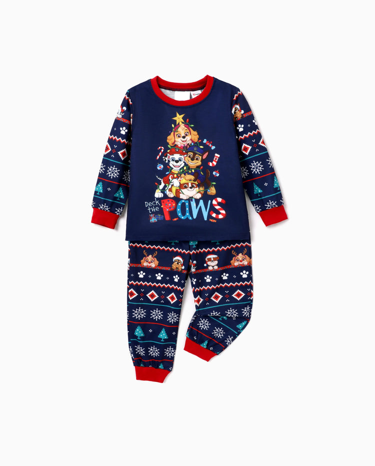 PAW Patrol Weihnachtsfamilienpassend Allover Druck Langarm Schlafanzug-Sets mit Weihnachtssocken