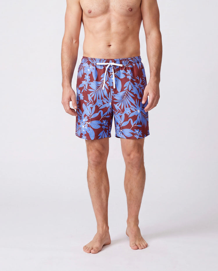 Family Matching Tropical Leaf Print Swimsuits Cutout One-Piece & Swim Trunks Set Multi-color