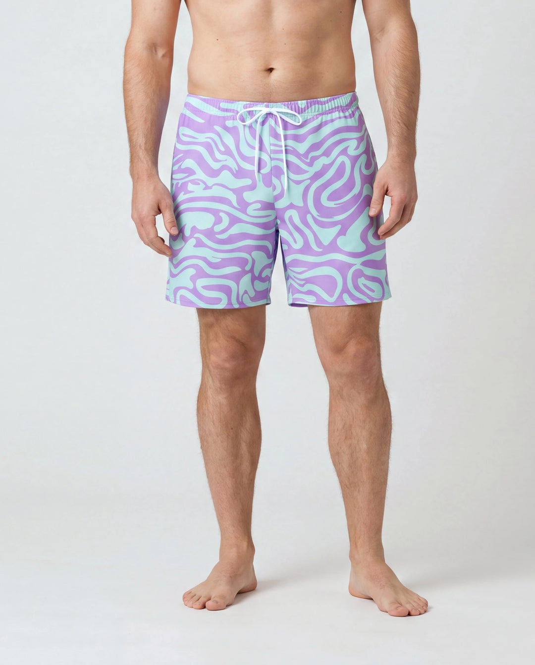 Bañadores con estampado de olas en púrpura y azul a la moda Daddy & Son Púrpura