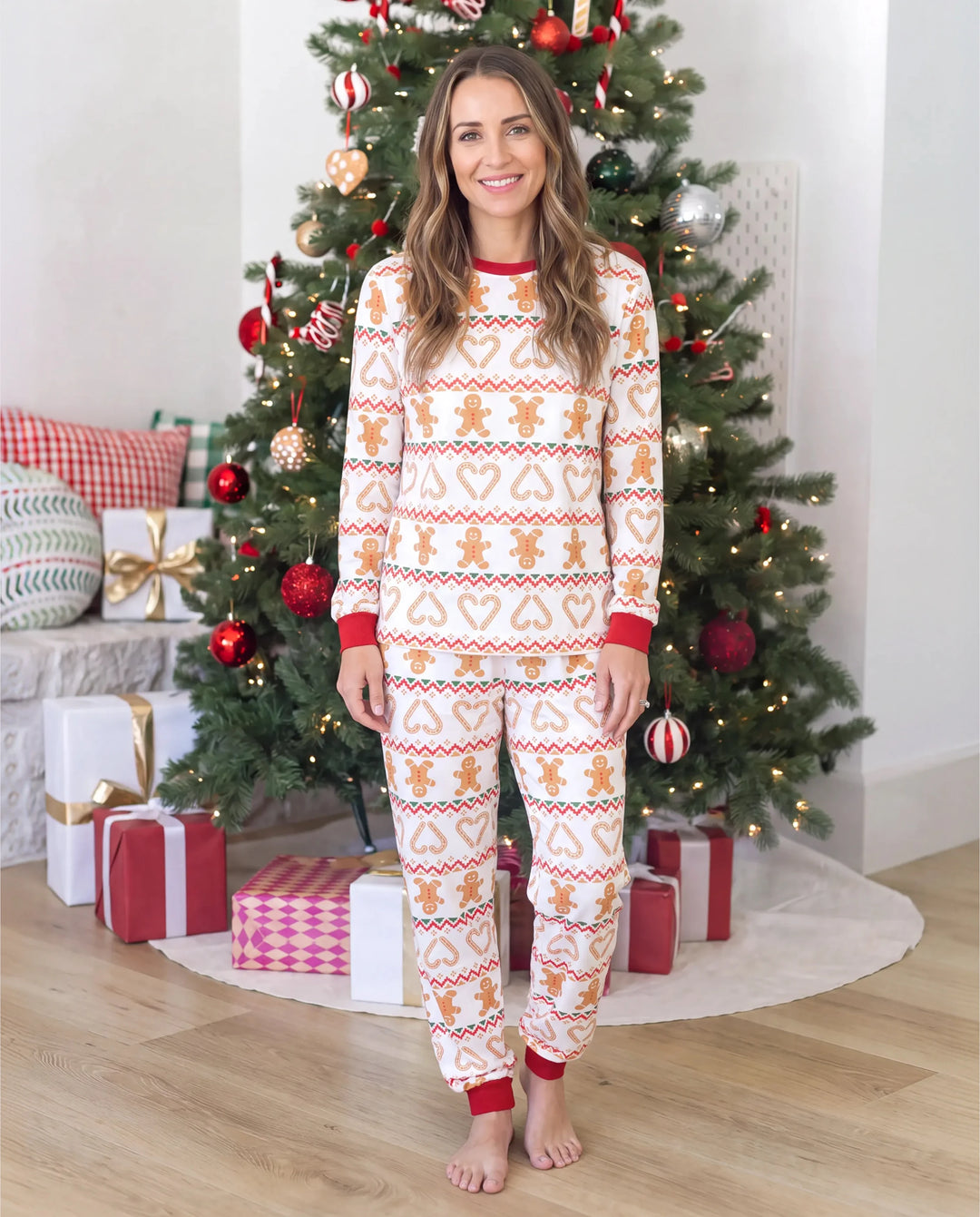 Christmas Matching Family Pajamas Fair Isle & Gingerbread Print