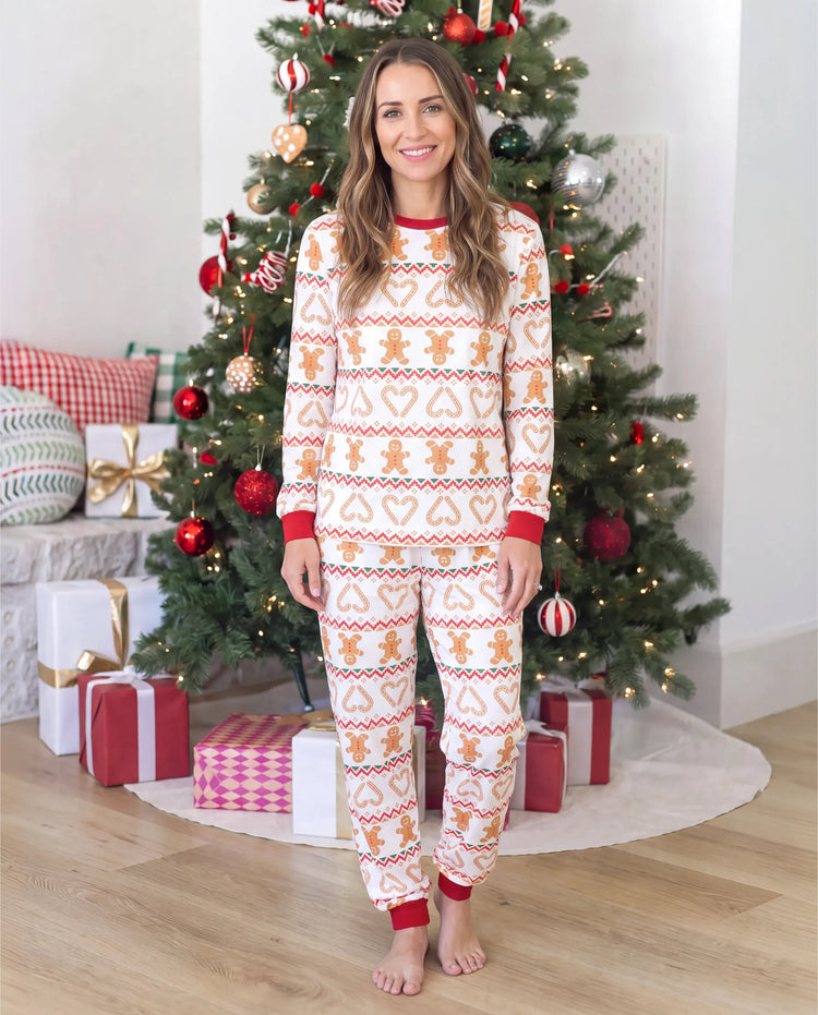 Christmas Matching Family Pajamas Fair Isle & Gingerbread Print