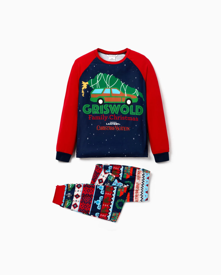 Christmas Vacation Family Matching Character Print Pajamas Sets with Christmas Socks