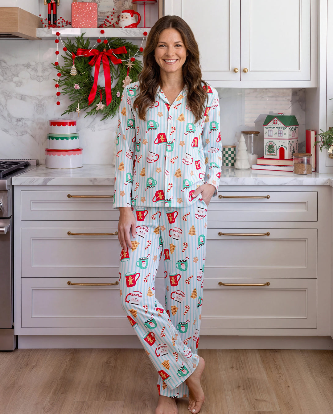 Christmas Matching Family Pajamas Mug Print Teal