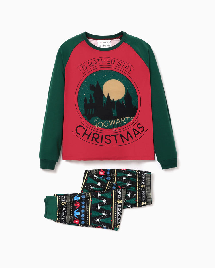 Harry Potter familienpassende Weihnachts-Pyjama-Sets mit Hogwarts-Grafik und Weihnachtssocken