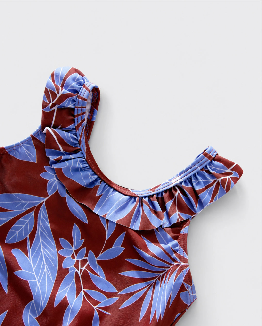 Toddler Girl Tropical Leaf Print Swimsuits Cutout One-Piece Blue