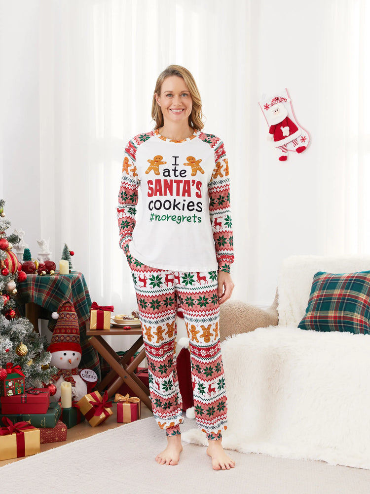 Christmas Pajamas Family Matching Santa's Cookies Gingerbread Man Pattern Pajamas Sets with Christmas Socks MultiColour