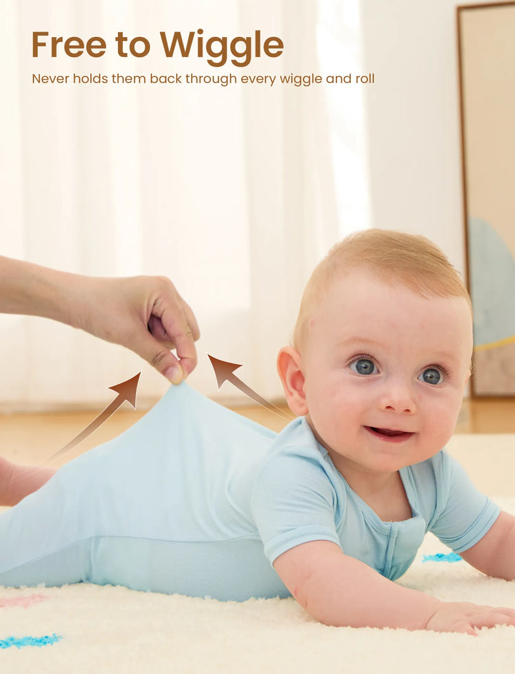 Grenouillère en bambou pour bébé garçon/fille, fermeture éclair à double sens, antidérapante, motif alimentaire enfantin, vêtements de nuit en bambou (bien ajustés)
 Turquoise