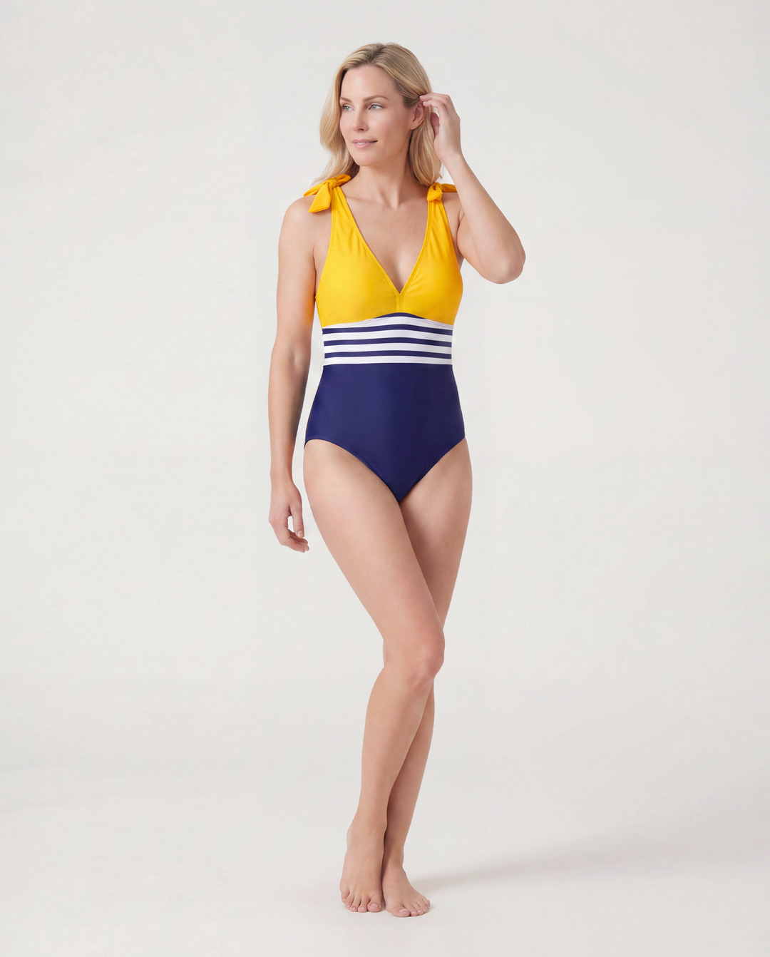 Family Matching Stripe & Colorblock Spliced One Piece Swimsuit or Swim Trunks Shorts ColorBlock