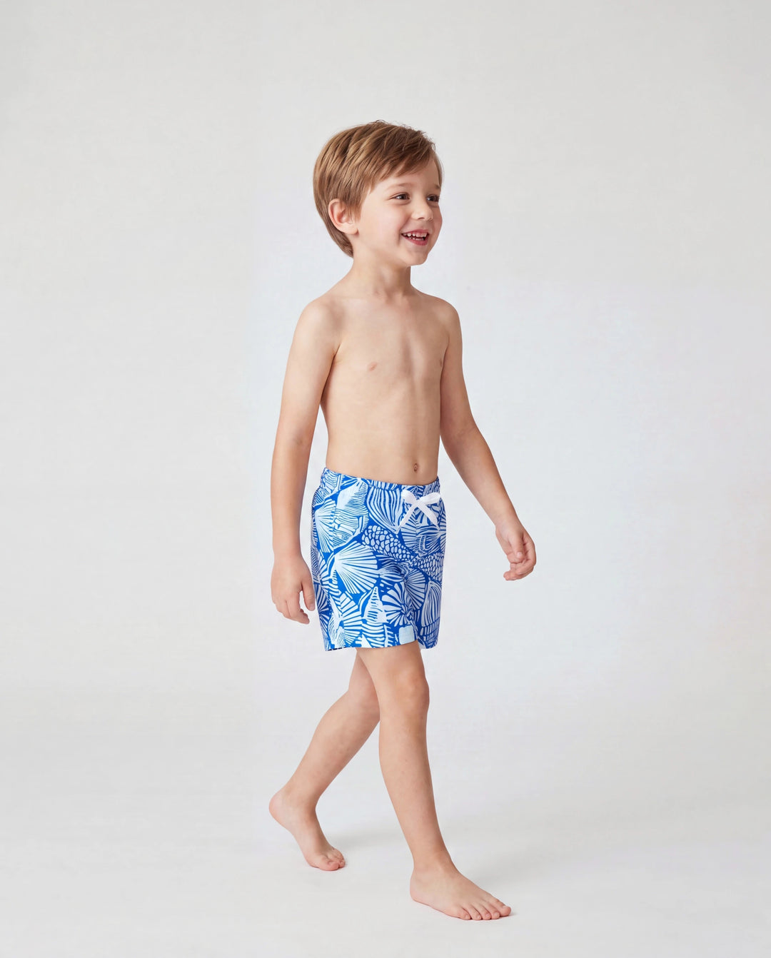 Kleinkind Jungen Muschelmuster Bademode Blumen Badehose Set für Jungen, Perfekt für Strandtage & Poolpartys Blau