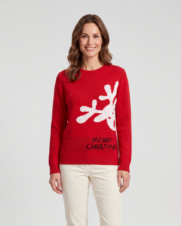 Hauts assortis de Noël pour toute la famille, pull à manches longues imprimé renne de Noël enfantin rouge