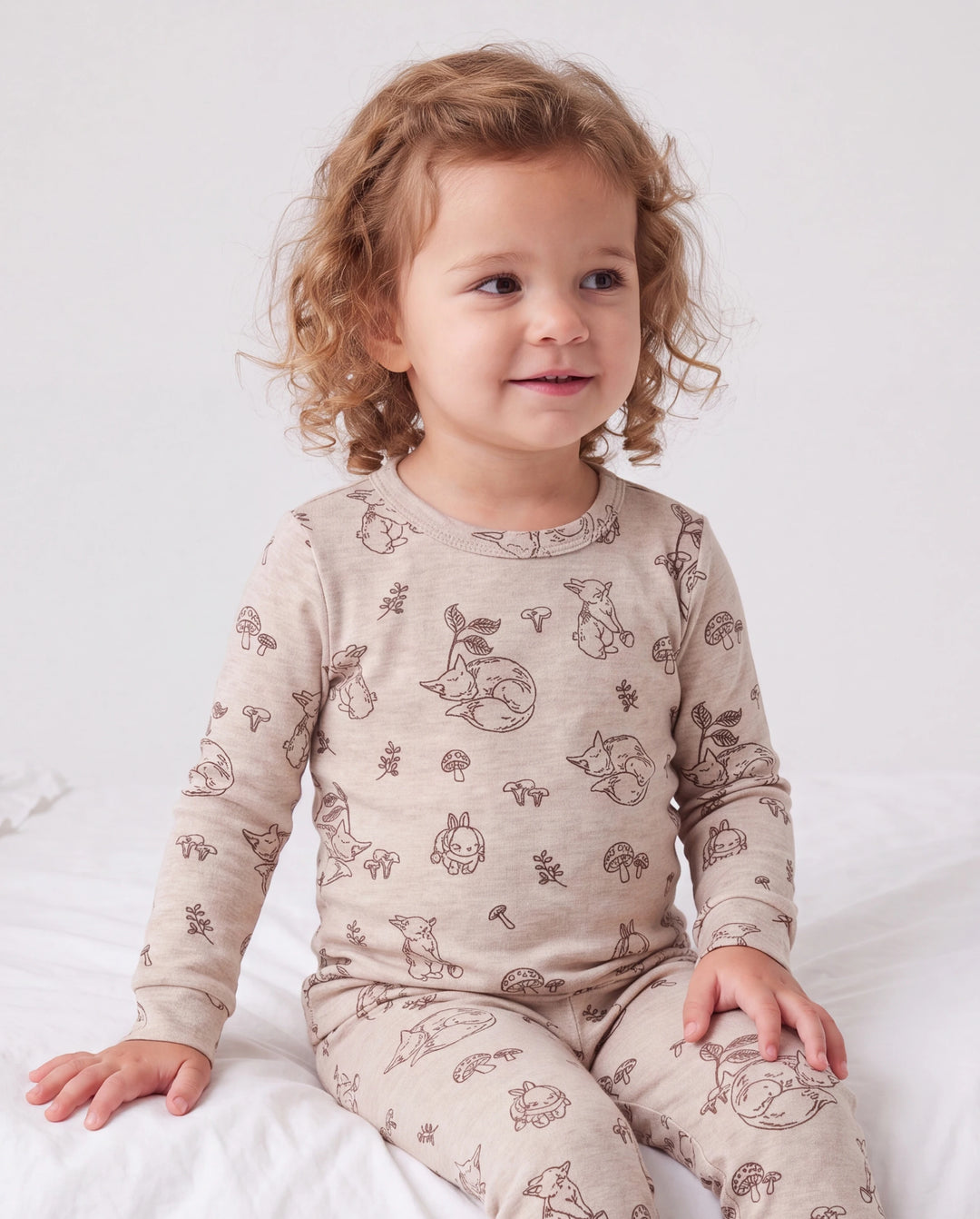Toddler / Kids 2-piece Pajamas With Animal Print ( Snug-Fitting ) Apricot