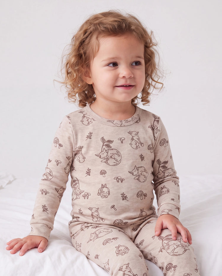 Toddler / Kids 2-piece Pajamas With Animal Print ( Snug-Fitting ) Apricot