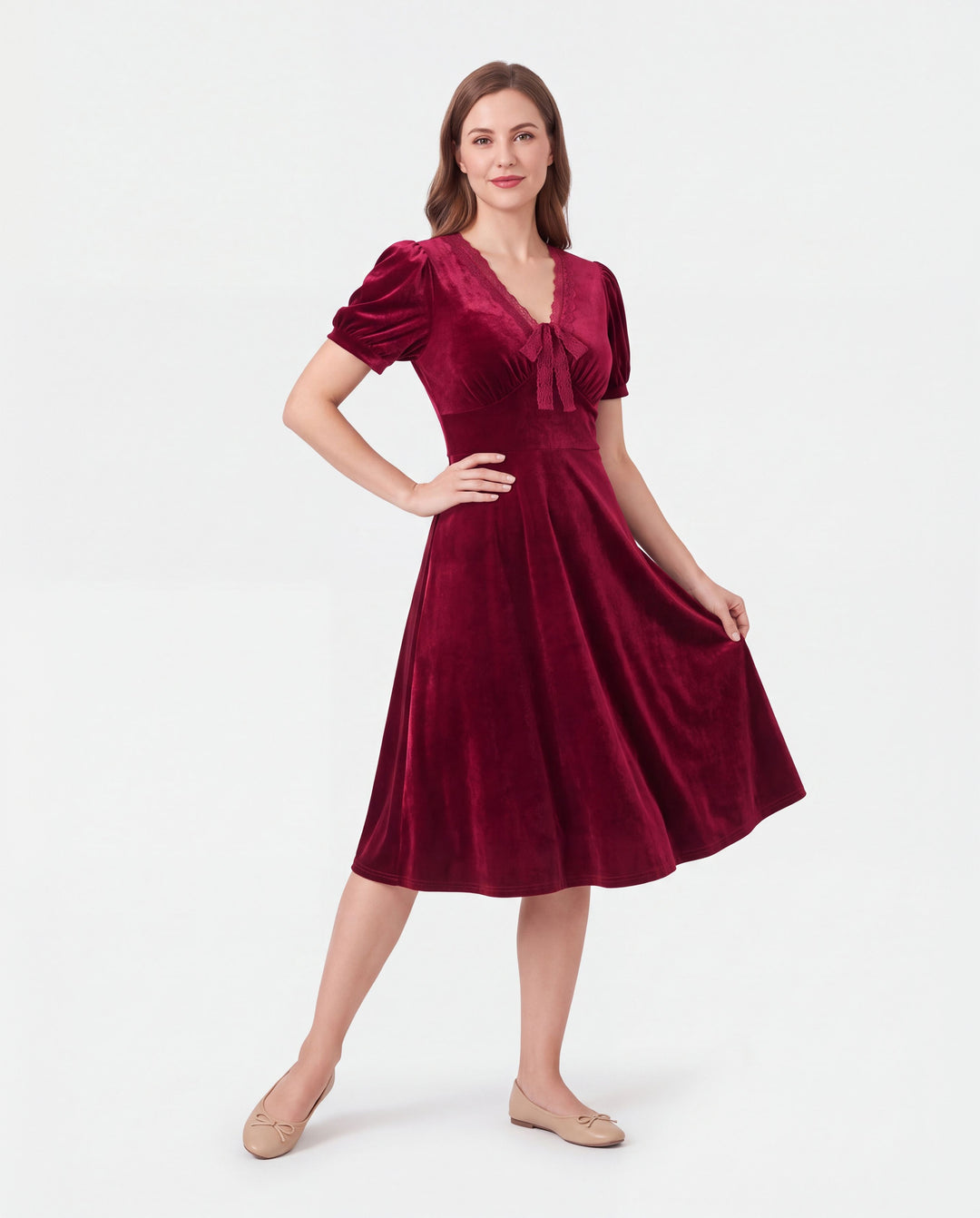 Family Matching Vintage Party Outfits Red Burgundy