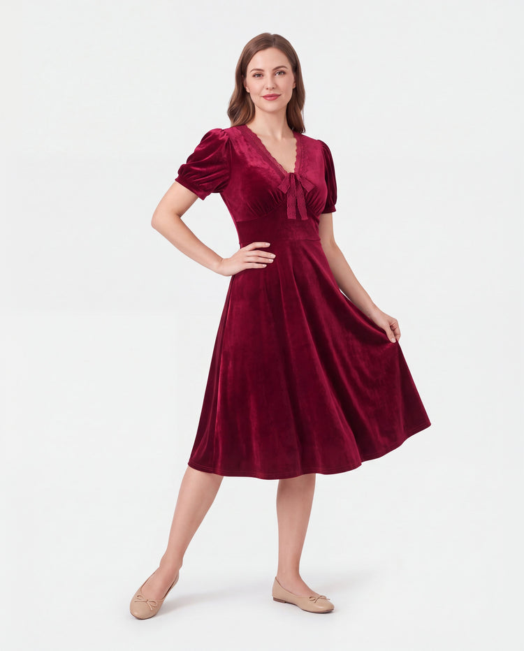 Family Matching Vintage Party Outfits Red Burgundy