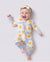 Grenouillère à manches longues en bambou pour bébé fille/garçon, imprimé animaux, fermeture zippée double sens, pieds antidérapants, avec ou sans bandeau, bleu clair