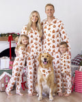 Pijamas navideños a juego para toda la familia con estampado de casas de jengibre, marrón