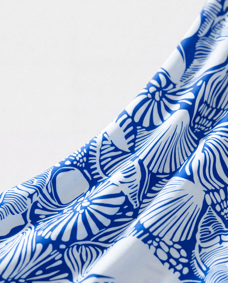 Maillots de bain Maman & moi imprimé coquillages Ensemble bikini deux pièces floral & short de bain pour maman, papa & enfants, parfait pour la plage et les fêtes à la piscine bleu