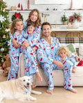 Weihnachts-Pyjamas im Familien-Partnerlook, Pinguin-Print, Blau