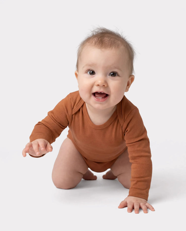 2-teiliges Bambus Baby Bodysuit-Set mit Blumenmuster – Langarm-Strampler für Baby Mädchen & Neugeborene in Braun