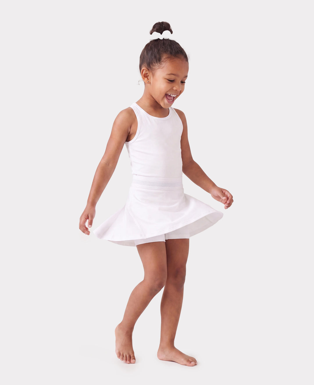 PatPat Rapidair Activewear Jupe-short de tennis athlétique 2 en 1 pour fille avec short en viscose de bambou et poche Blanc