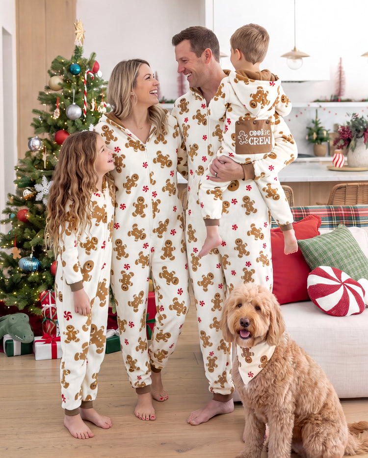 Pyjama de Noël assorti pour toute la famille, imprimé pain d’épice, combinaison en polaire corail