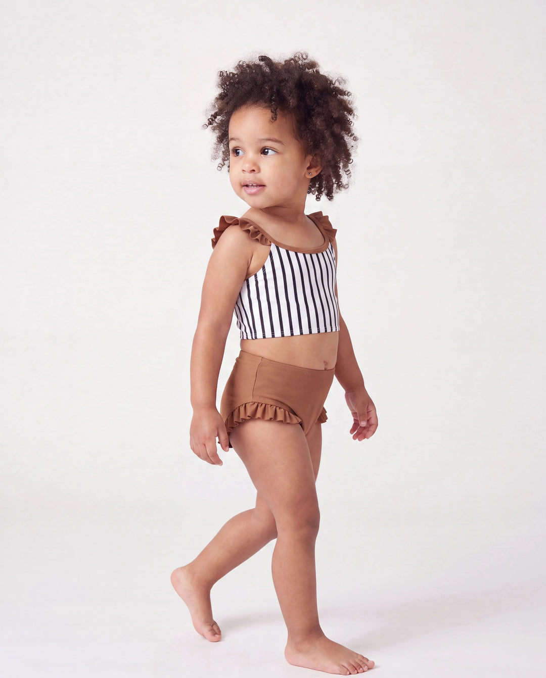 Conjunto de bikini a rayas con bloques de color para niña pequeña Bloques de color