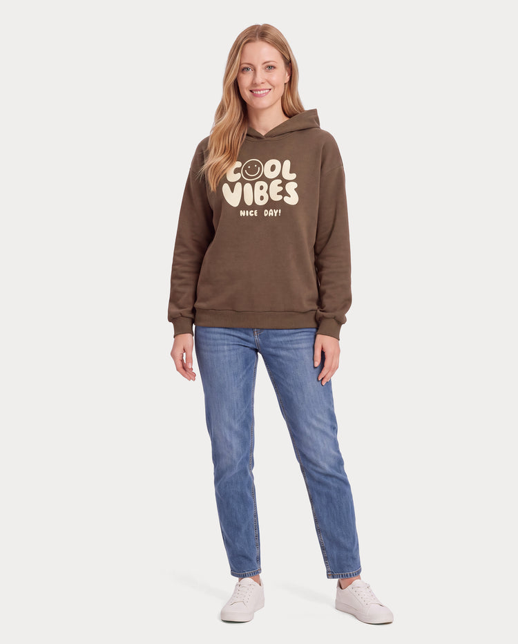 Family Matching Cool Vibes Graphic Hoodies & Sweatshirts Brown Coffee