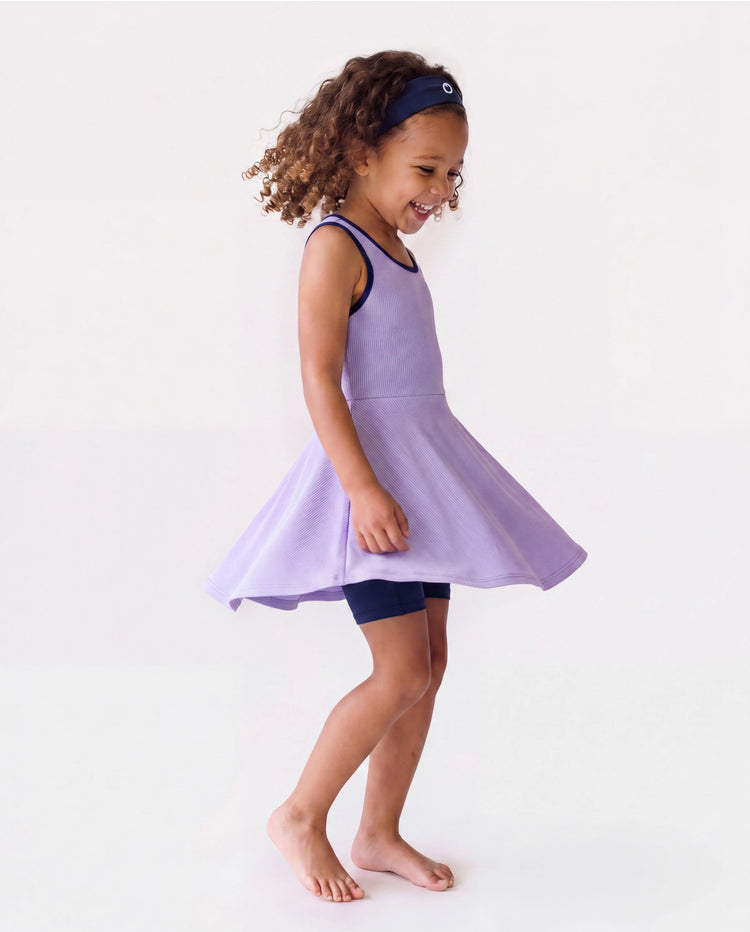 Vestido de tenis PatPat Rapidair Activewear para niña con diadema y pantalones cortos de viscosa de bambú con bolsillos en morado claro
