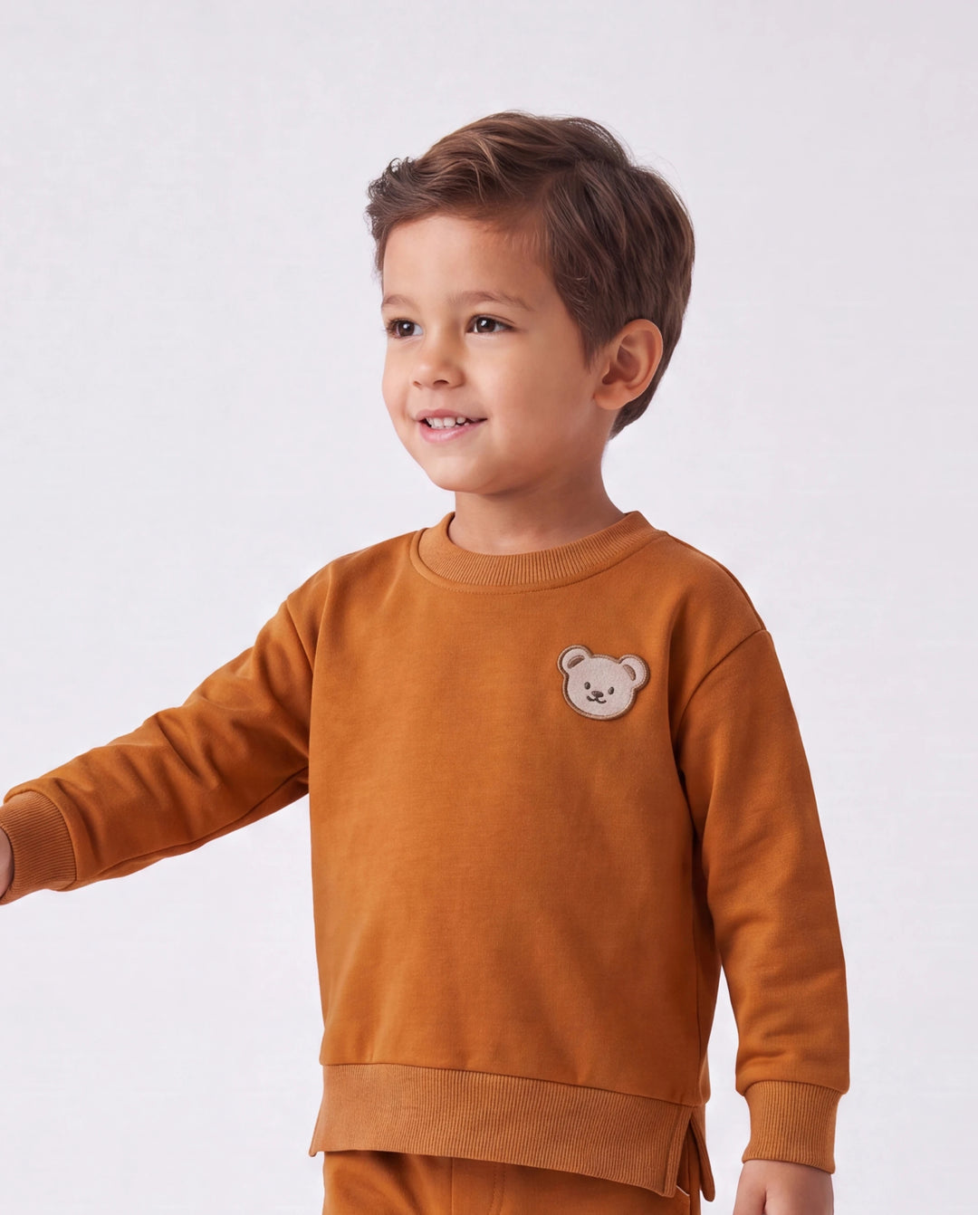 Baby/Toddler Boy Clothes 2pcs Bear Style Sweatshirt and Pants Set Brown