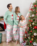 Pijamas navideños a juego para toda la familia, estampado de gnomo, fosforescente en la oscuridad, verde claro
