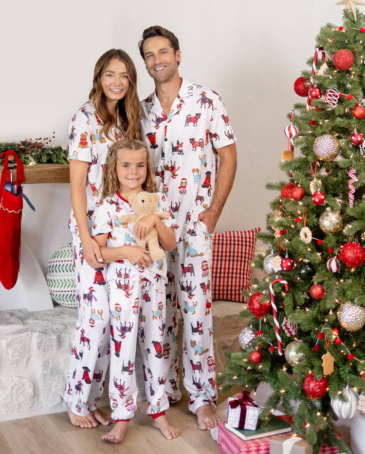 PatPat Family Matching Christmas Pajamas Festive Dog Print Red & White