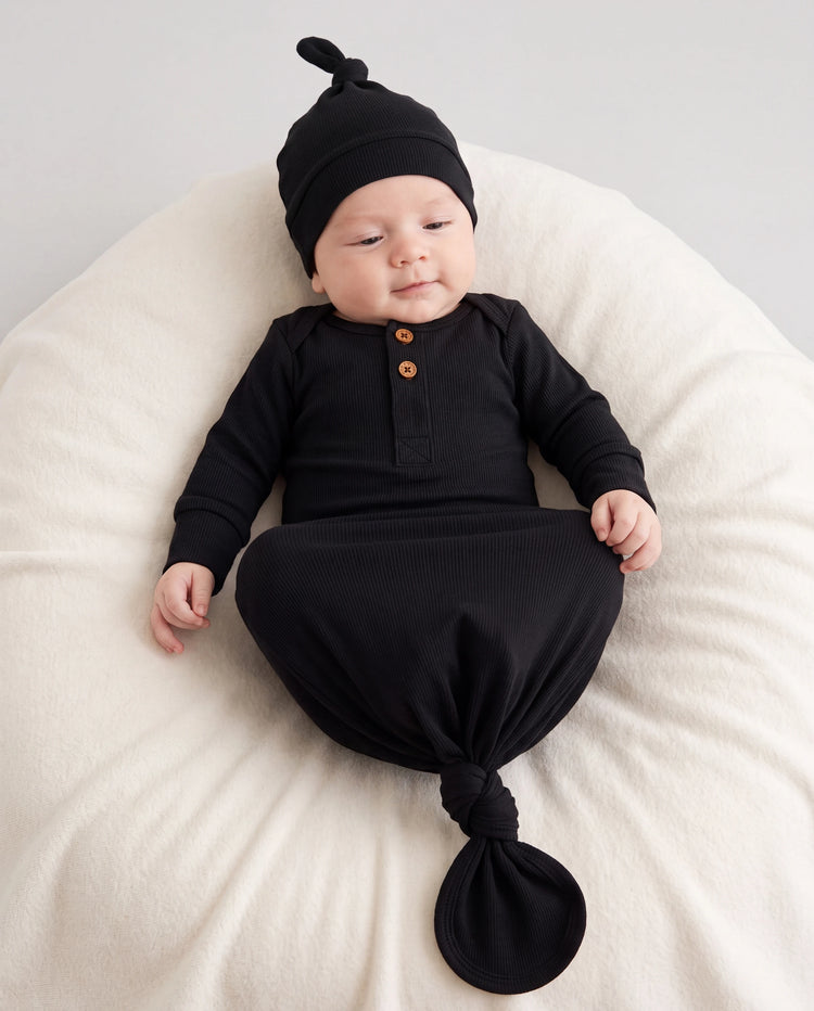 Saco de dormir de bambú para bebé niño/niña, bata infantil con gorro negro