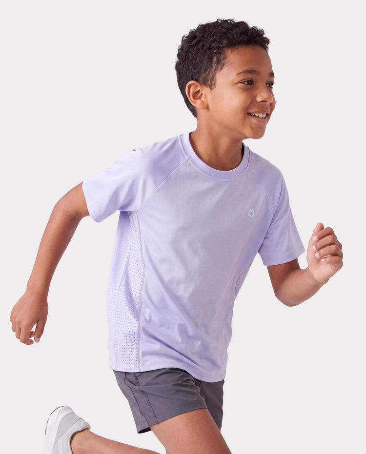 PatPat Rapidair activewear Kids Boy/Girl Athletic Quick-Dry & Instant-Cooling UPF 100+ Rash Guard T-Shirt Light Purple
