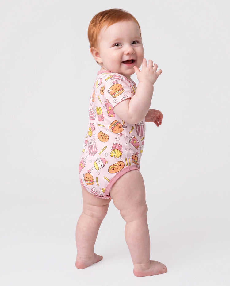 Bamboo Baby Boy/Girl 1pc Allover Print  Bodysuits  Light Pink