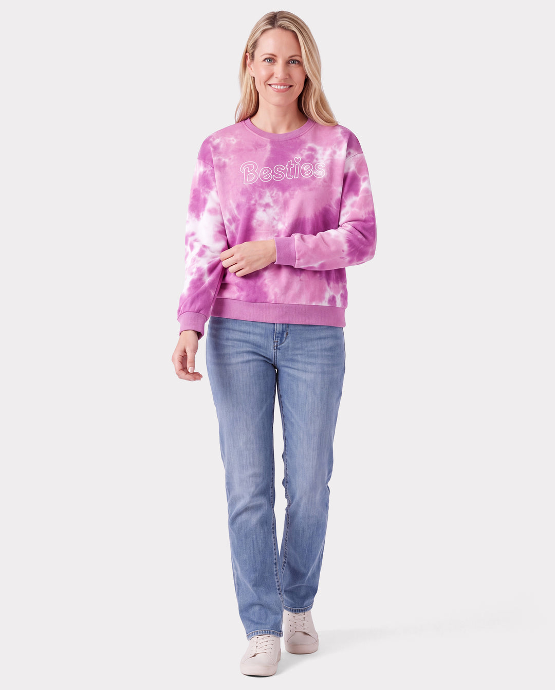 Mommy and Me Besties Tie-Dye Sweatshirts & Baby Romper Pink purple