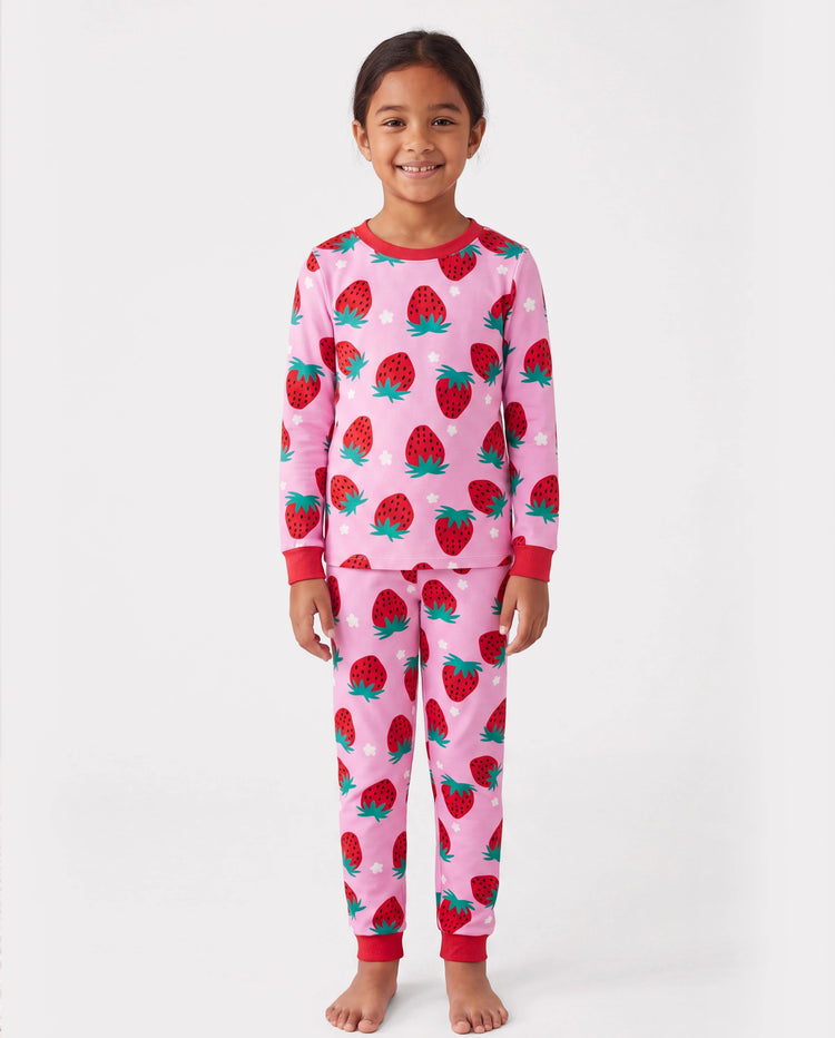 Christmas / Halloween Pajama 2-Piece Upgraded Thick Bamboo Pajama Set With Childlike Print for Toddler / Kids Girl (Snug-Fitting) Red