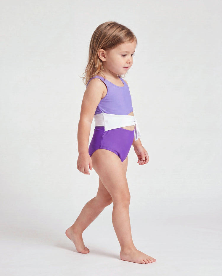 Toddler Girl Color-block Side Knot One-Piece Swimsuit (Quick-Dry) ColorBlock