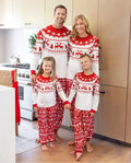 Family Matching Christmas Pajamas Fair Isle & Reindeer Print Red