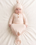 Saco de dormir de bambú para bebé niño/niña, bata infantil con gorro color albaricoque