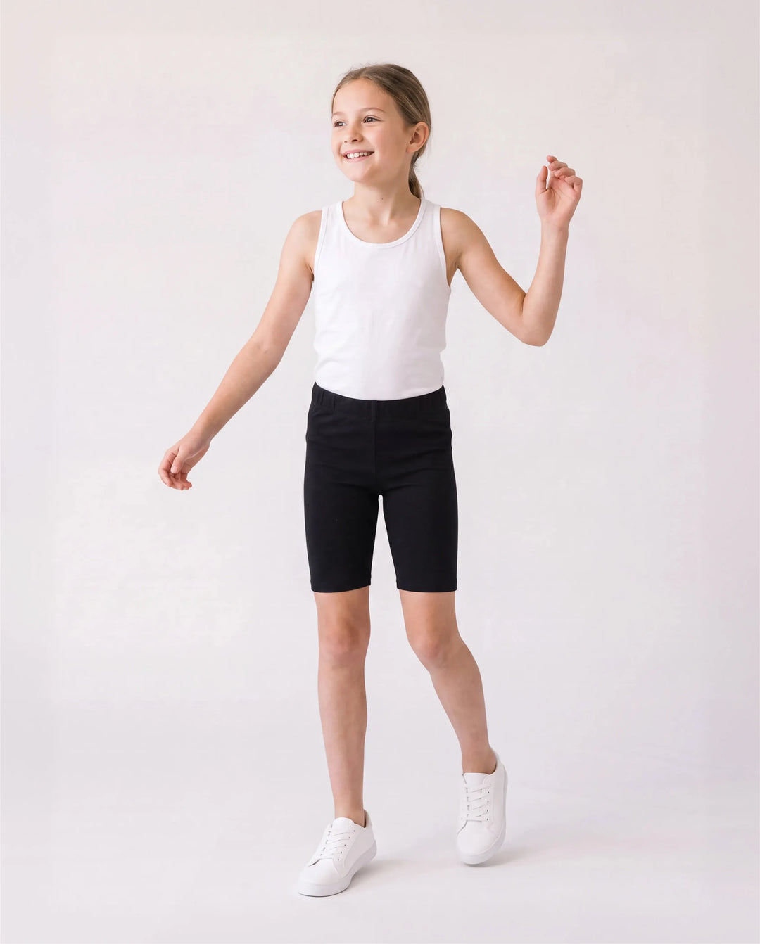 Kleinkind/Kind Mädchen Einfarbige Leggings-Shorts aus Baumwolle schwarz
