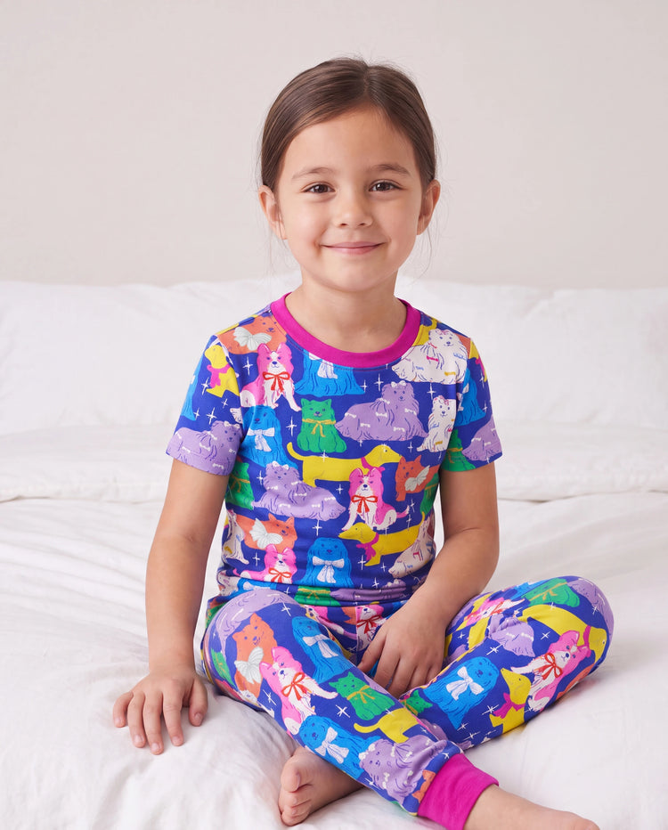 Toddler / Kids Christmas / Halloween Pajamas 3-Piece Bamboo Pajama Set 2-in-1 Look for 4 Seasons (Snug-Fitting) Color block