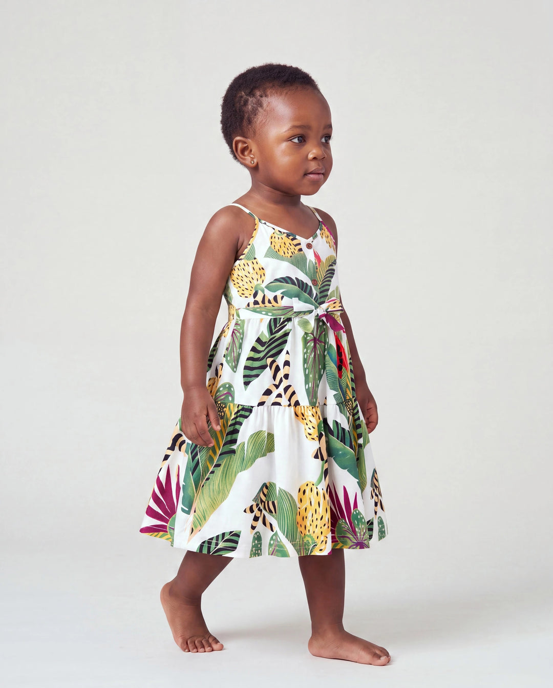 Toddler/Kid Girl Tropical Floral Print Camisole Knot Dress Multi-color